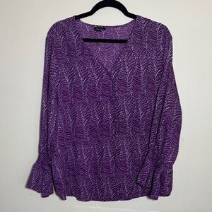 Simply Emma Purple Leaf Print Blouse